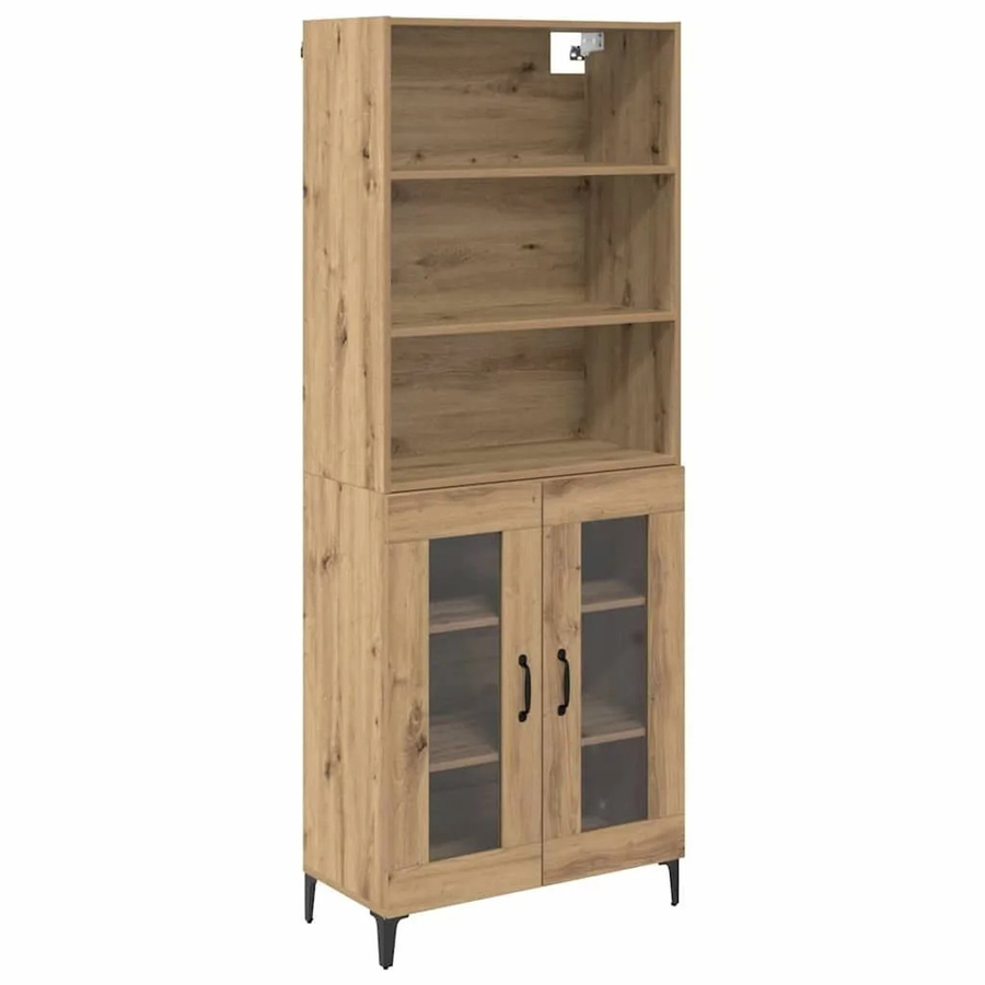 vidaXL Highboard Artisan-Eiche in Braun mit Schranktüren und Regalfächern, B/T/H: 69,5 x 34 x 180 cm - Bild 2