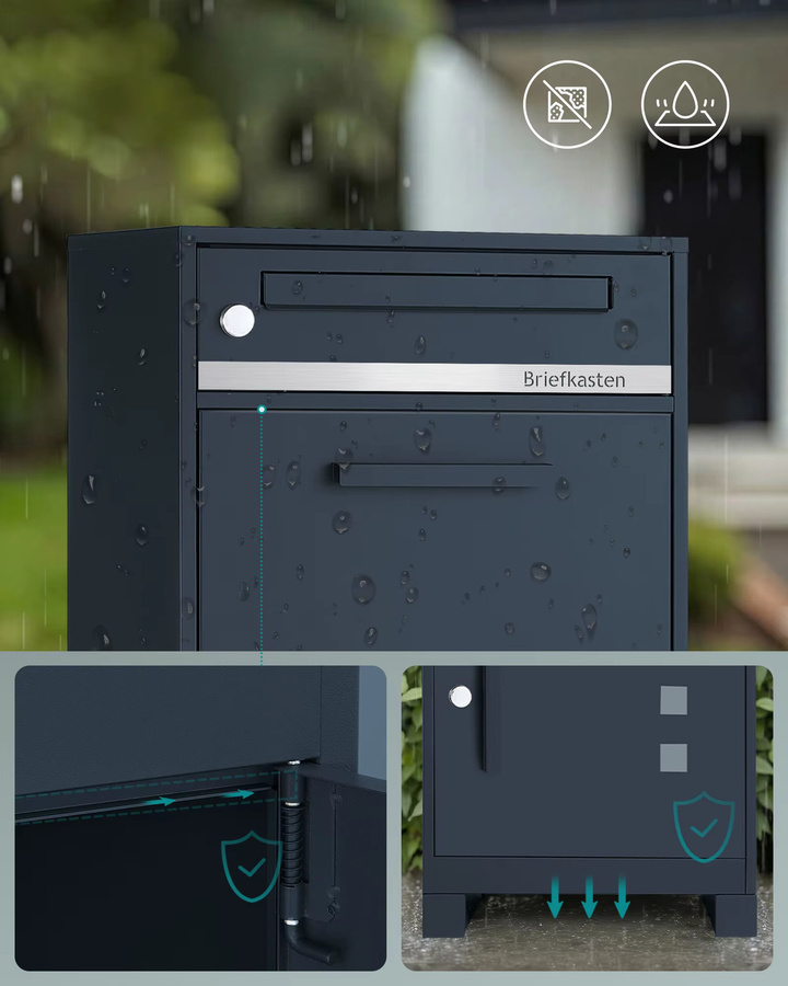 SONGMICS Paketbox mit Schloss aus Stahl und PP-Kunststoff in Anthrazit und Grau - Bild 2