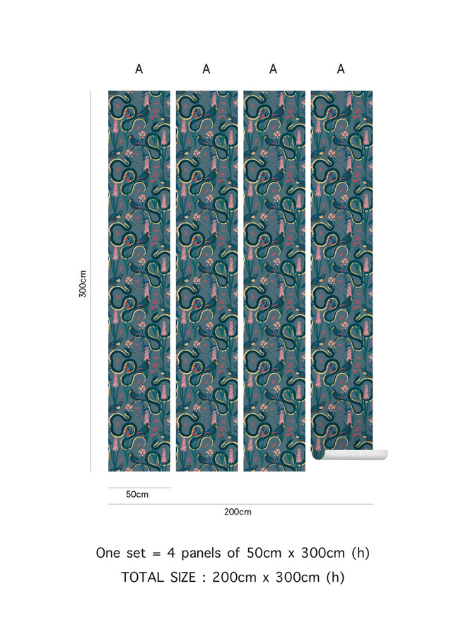 Tenue de Ville Wallpaper Eve Royal Tapete mit floralem und botanischem Muster in Blau, Vlies, Matt - Bild 2