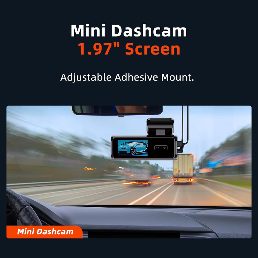 ACCEO 4K Auto-Dashcam mit WLAN und GPS, Mini-DVR mit Dual-Objektiv, 1080P Nachtsicht, 24H Parküberwachung und APP-Steuerung, Black Box - Bild 3