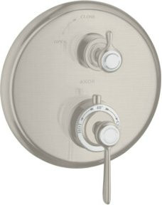 Hansgrohe Axor Montreux Fertigmontageset UP-THM mit Einhebelmischer und Thermostat in Edelstahl-Optik Silber - Bild 1
