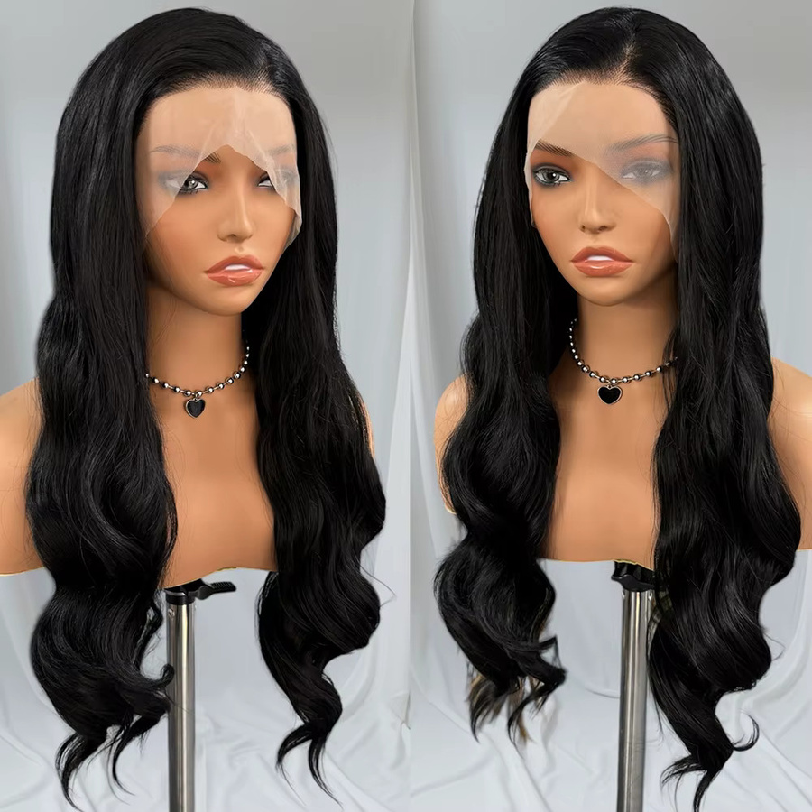 UStyleHair Lace-Front-Synthetik-Perücke, schwarz, lang, tief gewellt, Damen - Bild 3