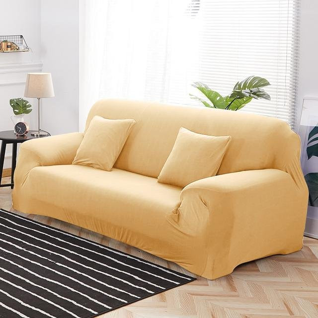 Levivel Wasserdichter Stretch-Sofabezug von Yiran Furniture, elastischer Eckcouchbezug in Gelb für 4-Sitzer (Breite: 235-300 cm) - Bild 1