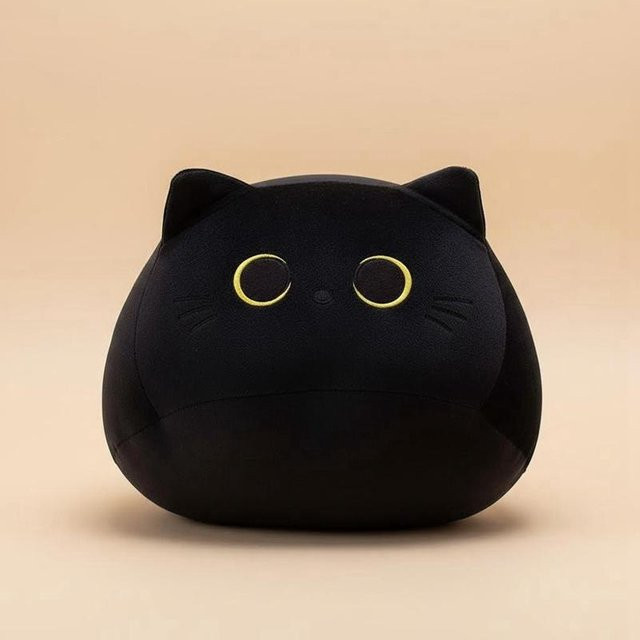 Binchi Fitness Kuschelkissen Schwarze Katze aus weichem Plüsch, Durchmesser: 35 cm, Schwarz - Bild 1