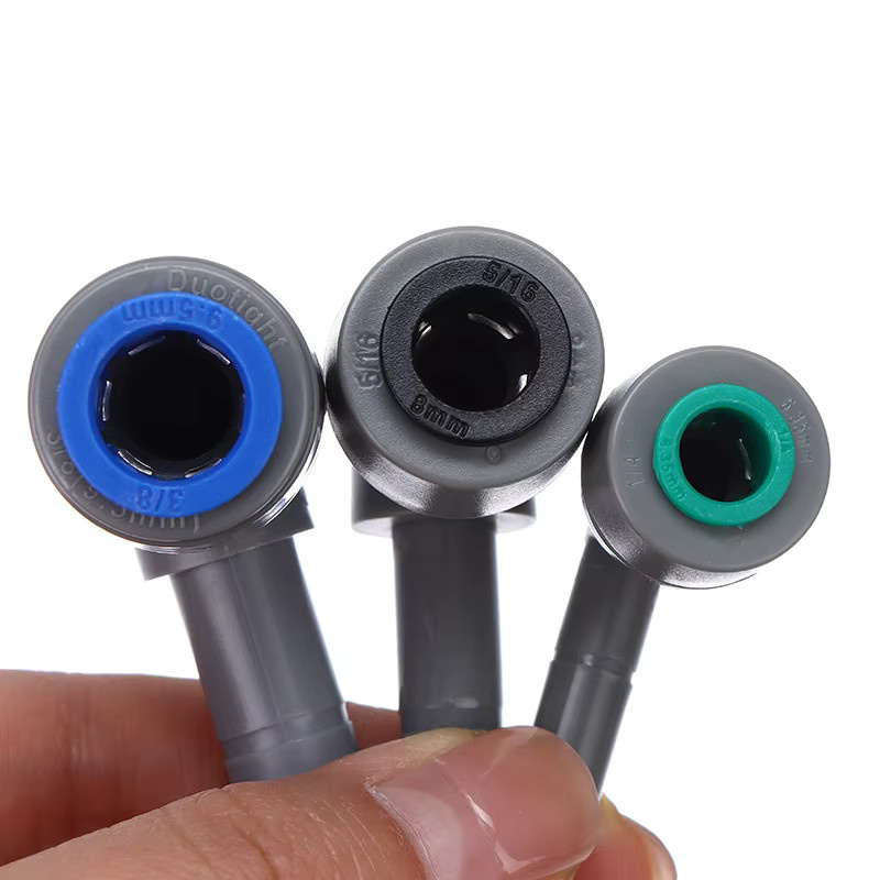 JINHF Push-in-Fittings Winkelverbinder aus Kunststoff für Rohre und Schläuche, Stecker-Buchse-Schnellanschluss, Grau - Bild 2