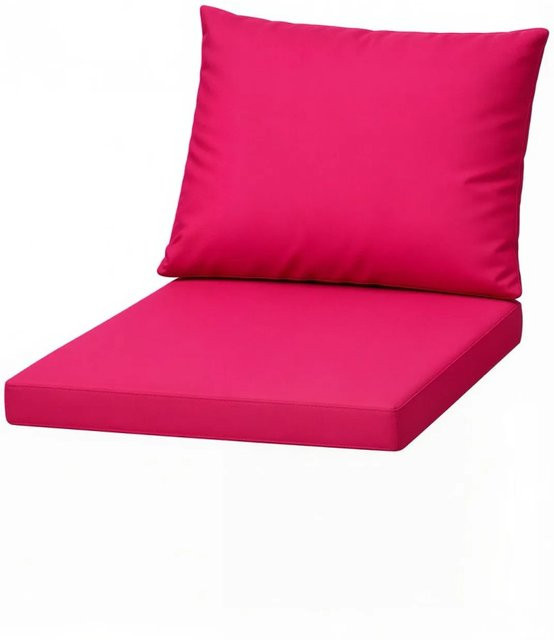 Setgarden 4er Set Sitzkissen für Polyrattan Sessel in Rose mit abnehmbarem Bezug, Sitzkissen H: 7 cm, B: 50 cm, T: 52 cm und Rückenlehne B: 50 cm, T: 56 cm - Bild 1