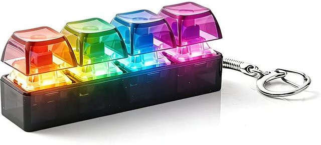 4-Tasten-Tastenkappe Schlüsselanhänger Fidget Spielzeug, transparent, schwarz - Bild 1