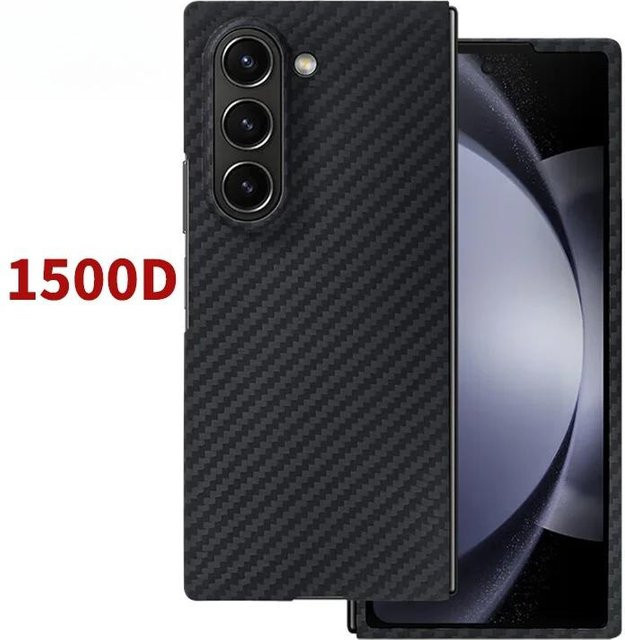 Aramid Kevlar Carbonfaser Business-Tasche für Samsung Galaxy Z Fold 7 6 5 Schutzhülle mit magnetischem kabellosem Laden in Grau - Bild 1