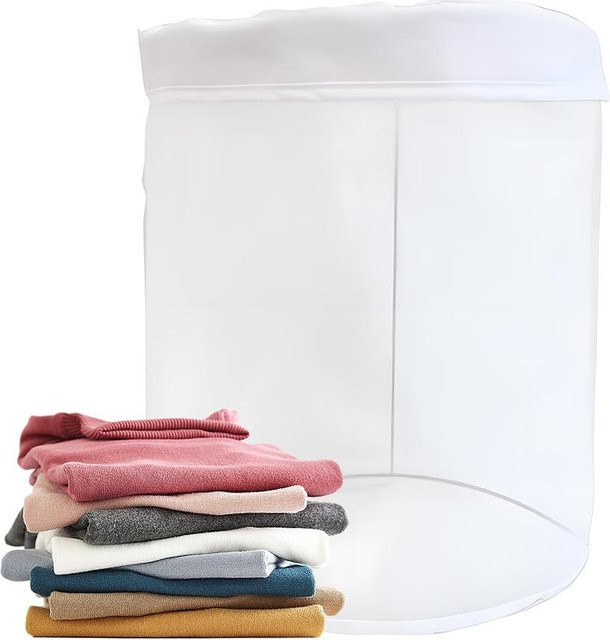 Multifunktionaler Wäschesack aus weißem Nylon-Netzgewebe mit Reißverschluss, 75,7 Liter, zusammenklappbar, Marke TOMTOP JMS - Bild 1