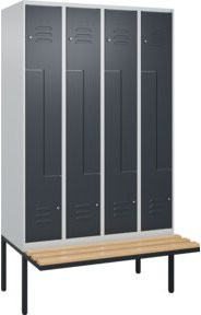 C+P Z-Spind Classic PLUS Sitzbank mit 8 Fächern und Zylinderschloss, Buche-Hartholz und Stahl, B/T/H: 212 x 120 x 81,5 cm - Bild 1