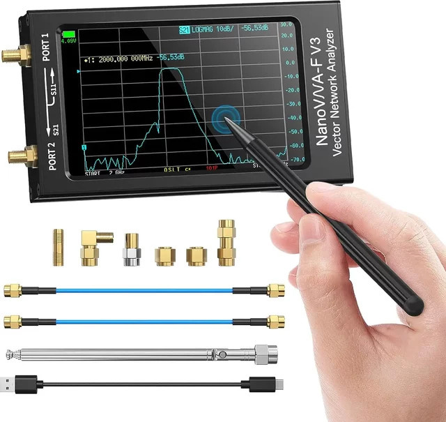 SeeSii NanoVNA-F V2/V3 Vektornetzwerkanalysator in Schwarz, 4,3 Zoll Display, 50kHz-3GHz/1MHz-6GHz HF VHF UHF VNA Antennenanalysator mit 801 Scanpunkten - Bild 1