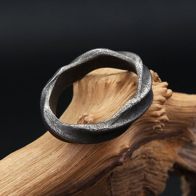 owlucky Mobius Ringe, Edelstahl, Schwarz, Vintage, Unisex - Bild 1
