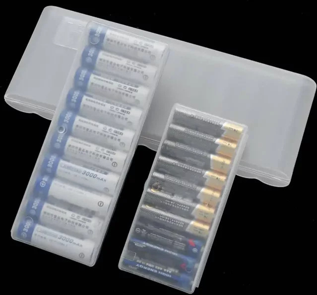 NDNNAS Batterie-Aufbewahrungsbox aus transparentem Kunststoff mit 4 oder 10 Slots für AAA, AA und 18650 Batterien - Bild 1