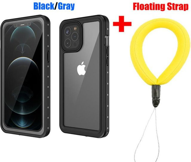 Wasserdichte und stoßfeste Tauchhülle für Apple iPhone 11 12 13 14 15 Pro Max Mini XR 7 8 Xs Max in Schwarz oder Transparent, bis 10 Meter tief - Bild 1