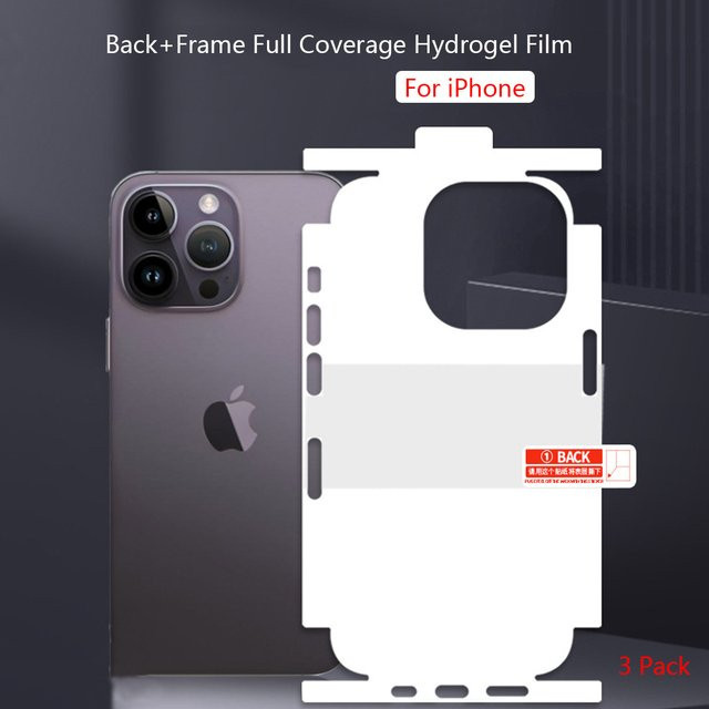 3er Set Hydrogel Schutzfolien mit Rahmen für iPhone 16 Pro Max, iPhone 15 Plus und iPhone 14 Pro inklusive Seitenschutz und Fixierwerkzeug, transparent - Bild 1