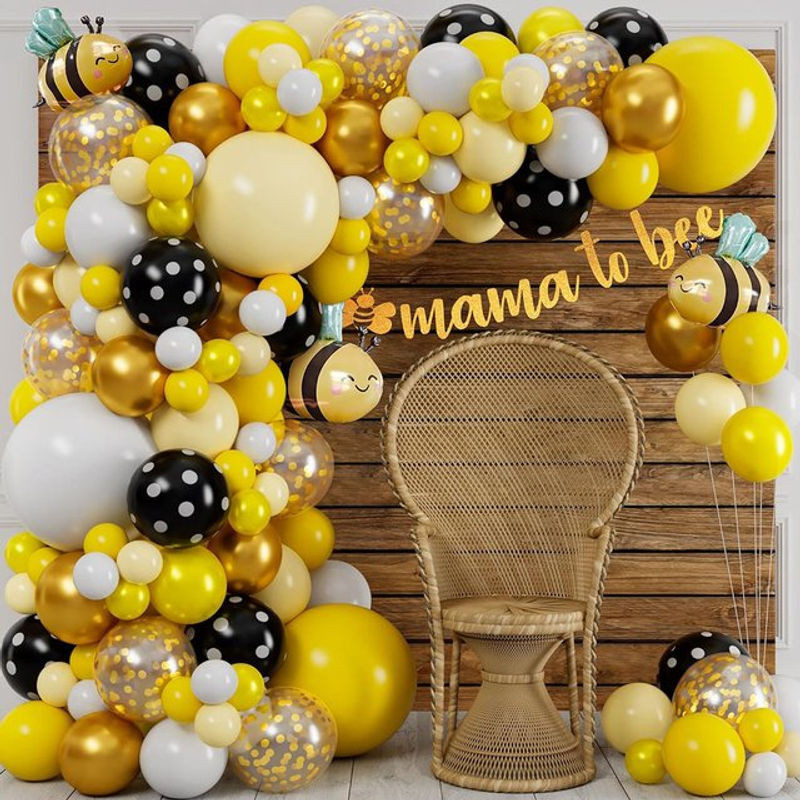Bienen-Ballon-Girlanden-Set für Babyparty und Gender Reveal in Schwarz, Gelb und Weiß - Bild 1