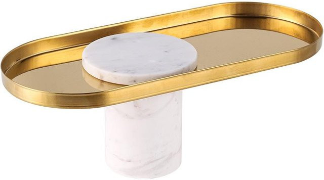 Kreative Marmor-Dekoleuchte in Weiß und Gold mit Metallakzenten für Büro und Hotel - Bild 1