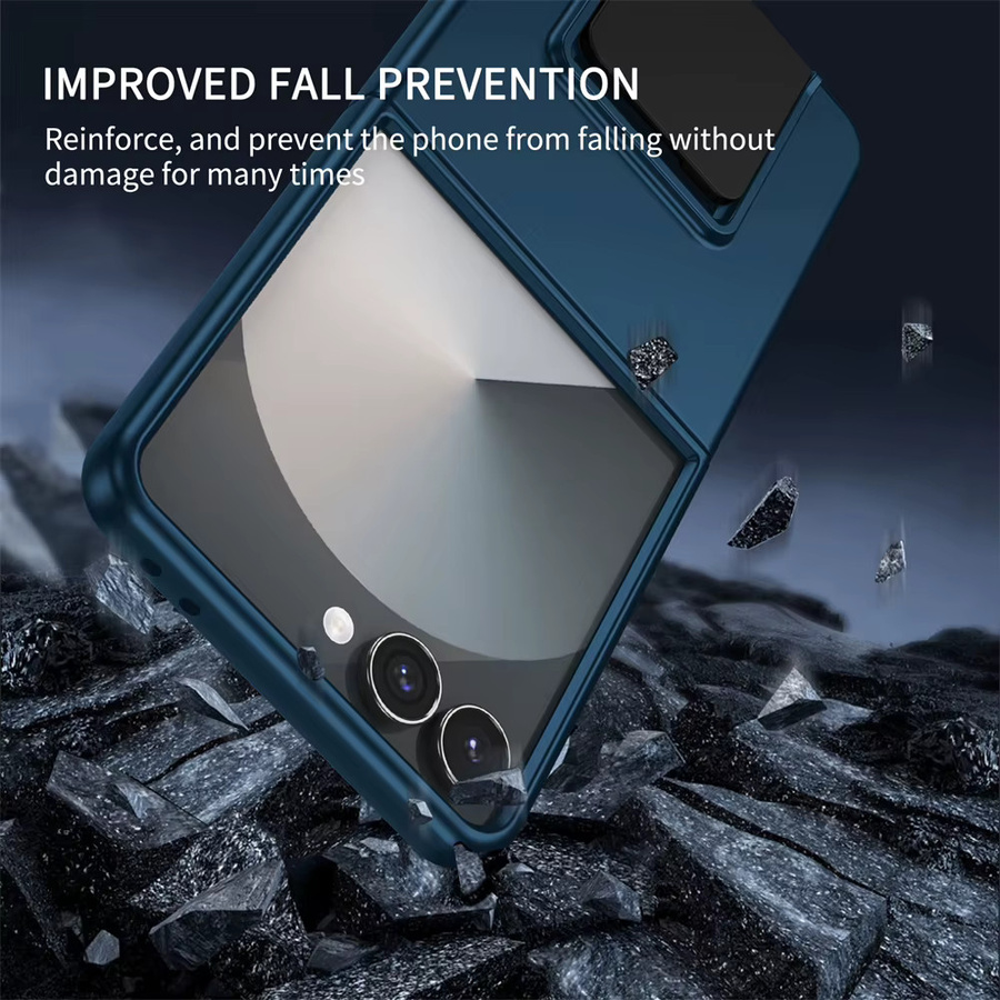 Stoßfeste Hartschalen-Handyhülle mit unsichtbarer Halterung für Samsung Galaxy Z Flip 5G (Z Flip 3/4/5/6/7/8), Farbe: Blau - Bild 3
