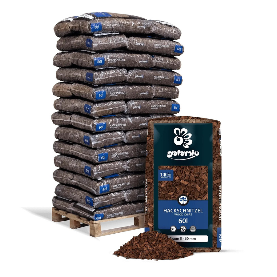 Galamio Holzhackschnitzel Braun 39 Säcke à 60 l (Gesamtvolumen 2340 l) - Bild 2
