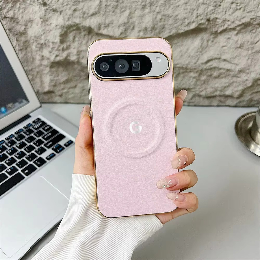 Matte PU-Leder Bumper-Hülle für Google Pixel 10, 9, Pro, XL, 8, 7, A/Pro in Weiß mit Anti-Fall-Schutz und kabellosem Laden - Bild 2