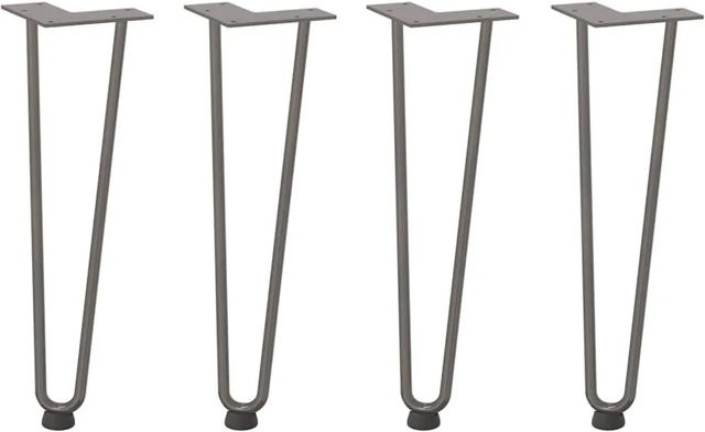 vidaXL Haarnadelbeine für Couchtisch aus Massivstahl, 4 Stück, Farbe: Naturstahl, Höhe: 42 cm - Bild 1