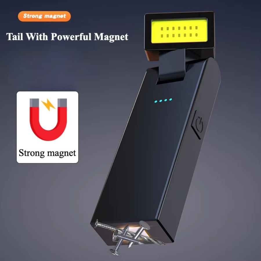 Mini-LED-Taschenlampe mit COB-Arbeitsleuchte, USB wiederaufladbar, Schwarz, mit Schwanzmagnet und 180 Grad drehbarer Funktion für Wartung und Outdoor-Einsätze - Bild 3