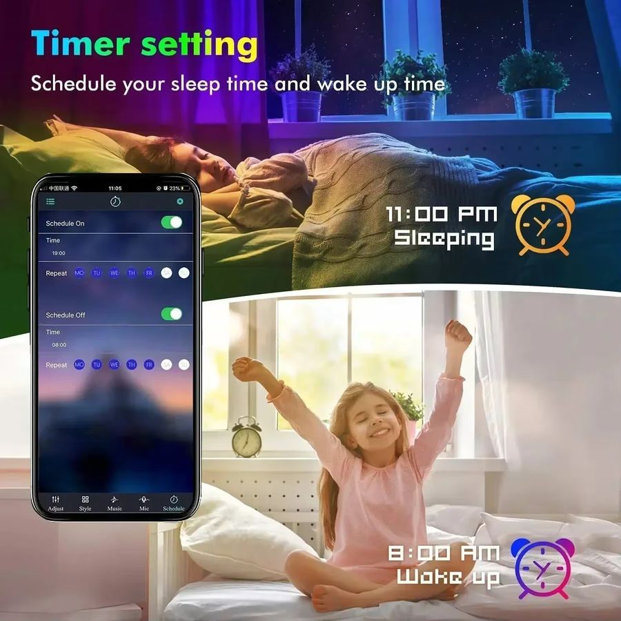Saimili RGB LED Streifen mit SMD 5050 Dioden, USB 5V Hintergrundbeleuchtung mit App-Steuerung, Fernbedienung und Musik-Sync für dein TV und Gaming-Zimmer - Bild 4