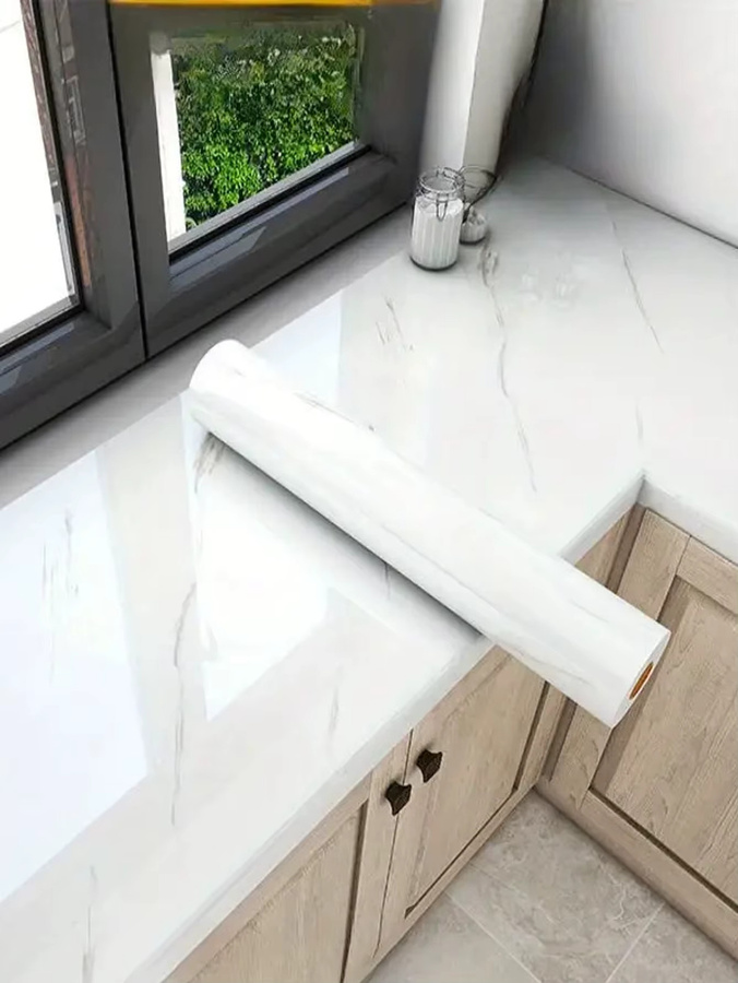 Wokhome Selbstklebende Wandtapete in Weiß, Wasserdicht und Ölbeständig - Bild 4