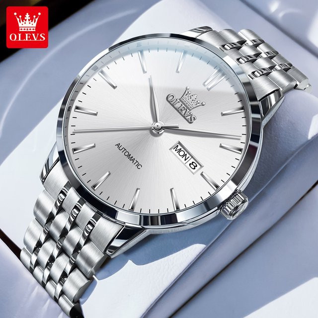 OLEVS Armbanduhr, Automatik, Edelstahl, Silber, Herren - Bild 1