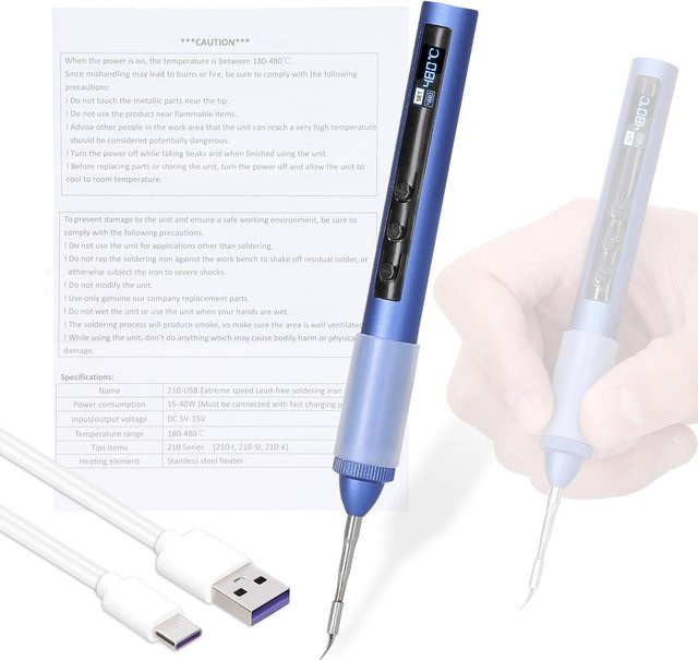 Kkmoon Intelligenter elektrischer Lötkolben als tragbare USB-Lötstation mit OLED-Display, 180–480 °C, bunt - Bild 1