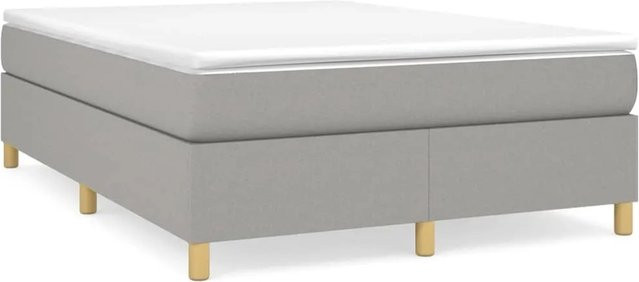 vidaXL Boxspringbett Hybrid mit Matratze und Taschenfederkern in Hellgrau, B/T/H: 140 x 200 x 35 cm - Bild 1