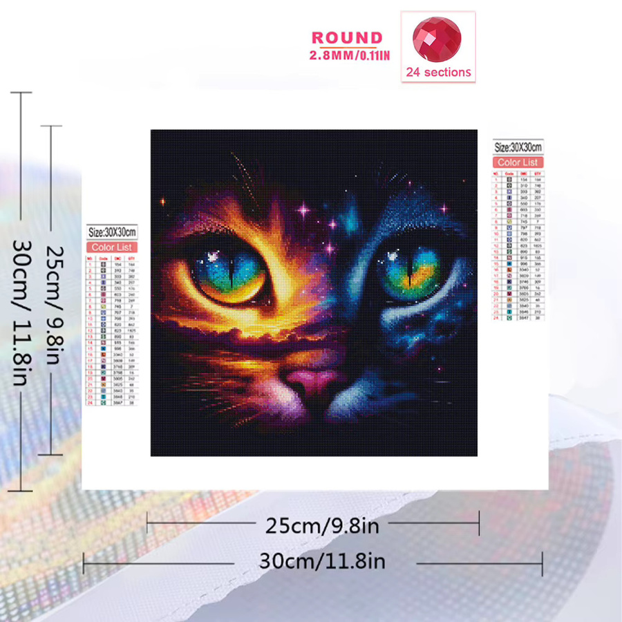Evershine Diamant-Stickerei Mosaik-Katze als quadratisches Kunsthandwerk in Multicolour, Breite: 20 cm, Höhe: 20 cm - Bild 2