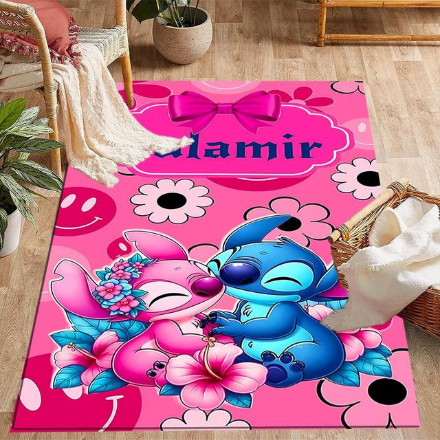 NostalgicHub Disney Stitch Abenteuer in Blumen Teppich, rutschfest, Polyester, B/T: 120 x 80 cm, Multicolour - Bild 1