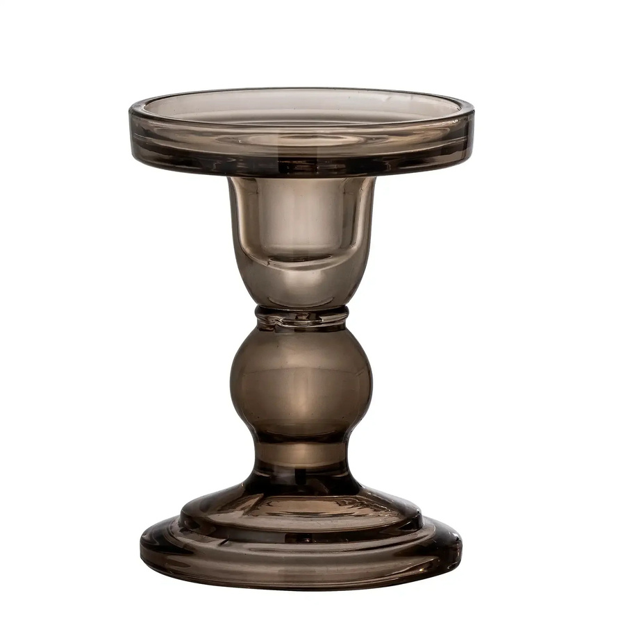 Bloomingville Kerzenhalter Joslyn aus Glas in Grau, Höhe: 11,5 cm - Bild 1
