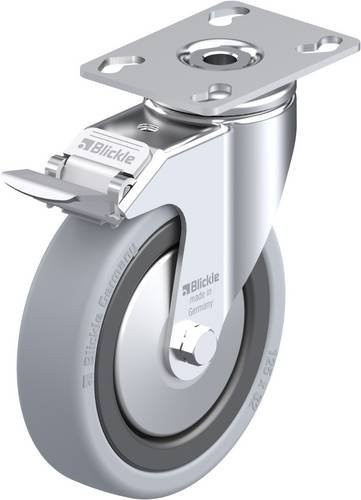 Blickle Lenkrolle LKPA-VPA 126G-FI-FA mit Feststeller in Grau und Schwarz, Rad-Durchmesser: 125 mm, Tragfähigkeit: 120 kg - Bild 1