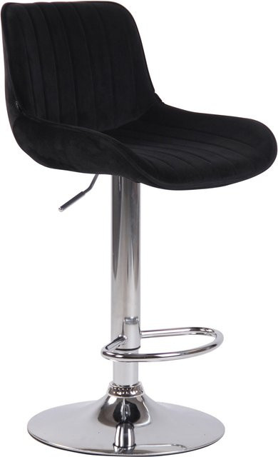 TPFLiving Barhocker Lento in Schwarz mit Samtbezug und Chromgestell, drehbar, Höhe: 108 cm, Sitzhöhe: 50 cm - Bild 1