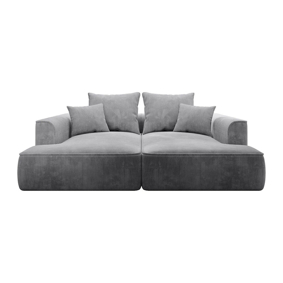 Vente-unique Sofa Pineta ohne Schlafmöglichkeit in Lichtgrau mit Cord-Bezug, Breite: 230 cm - Bild 2