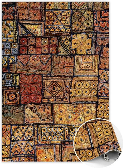 Tulup Teppich Türkisches Mosaik Gelb Multicolour, Rechteckiger Vinyl Teppich, B: 120 cm, T: 180 cm - Bild 1