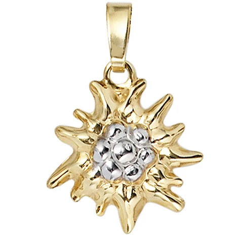 Colfem Anhänger Edelweiß, 333 Gelbgold, bicolor, Unisex - Bild 1