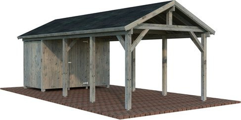 Palmako Carport Robert mit Geräteraum aus Fichtenholz in Grau, B/T/H: 361 x 764 x 301 cm - Bild 3