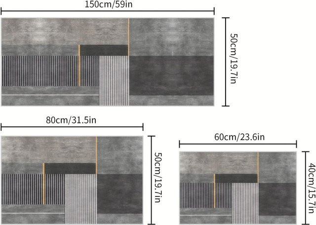 Lodestar Geometrischer Teppich in Grau, Rechteckig, B/T: 50 x 150 cm - Bild 1