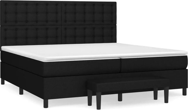 vidaXL Boxspringbett mit Matratze Schwarz aus Stoff, B/T: 200 x 200 cm - Bild 1