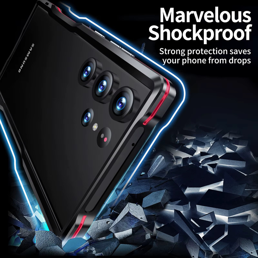 Stoßfeste Aluminium Bumper Schutzhülle aus Metall für Samsung Galaxy S24 Ultra und S25 Ultra in Silber oder Schwarz - Bild 3