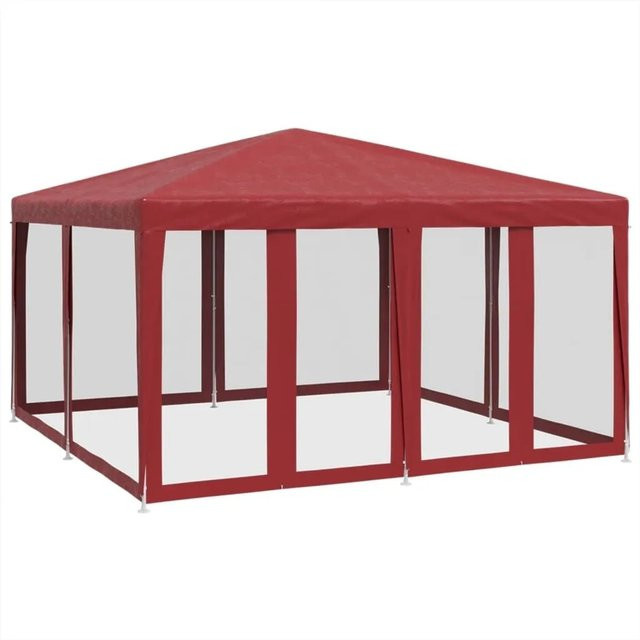 vidaXL Partyzelt aus HDPE in Rot mit 8 Mesh-Seitenteilen, B/T/H: 4 x 4 x 2,68 m - Bild 1
