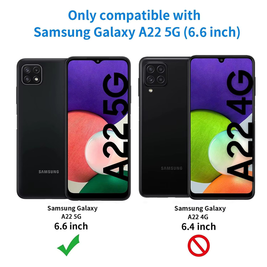 Leeshionz Displayschutz aus gehärtetem Glas für Samsung Galaxy A22 5G, 6,6 Zoll, hochauflösend und Anti-Drop, transparent - Bild 2