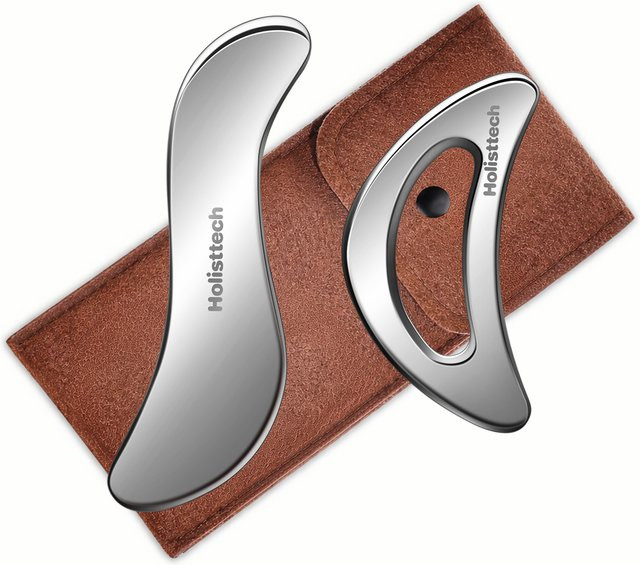 HolistHeal Gua Sha-Werkzeug aus Edelstahl, 2er-Pack, Unisex - Bild 1