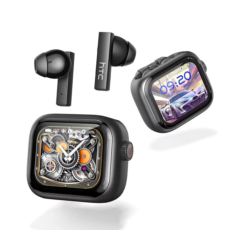 HTC TWS Bluetooth 5.2 Kopfhörer mit LCD-Display und Mikrofon in Schwarz - Bild 6