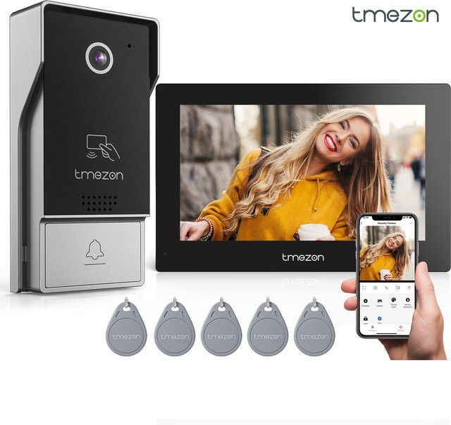 TMEZON Digitales Video-Gegensprechsystem mit 7-Zoll-WLAN-Monitor, 1080P-Türsprechkamera und Tuya-Entsperrfunktion - Bild 1