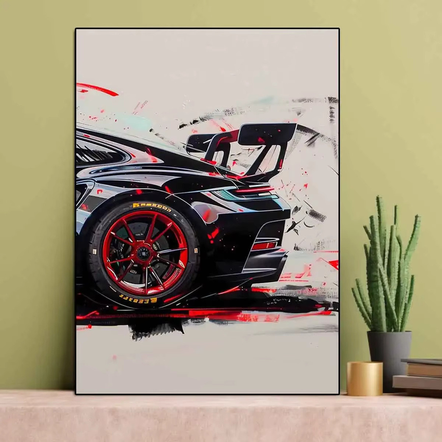 Potdemiel Graffiti Wandkunst Super-Sportwagen GT3-RS HD-Leinwanddruck Poster in Mehrfarbig - Bild 4