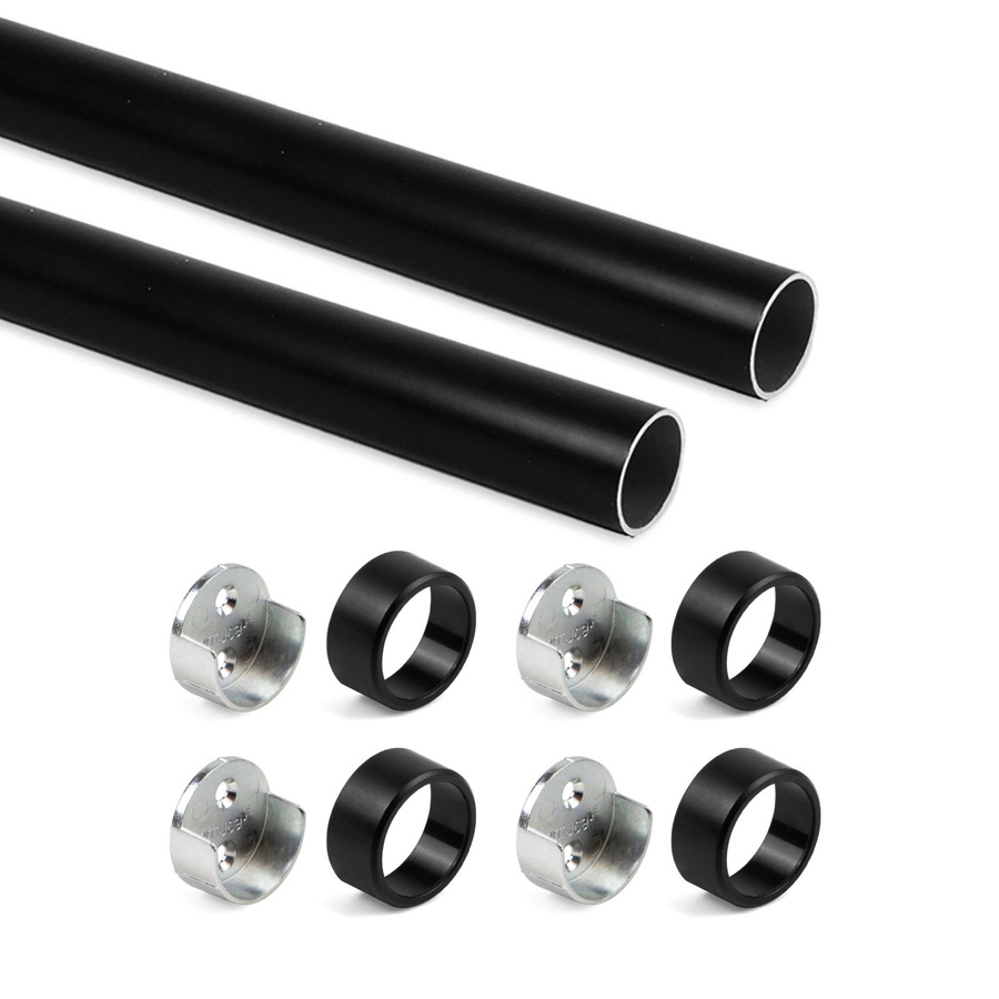Emuca Set aus 2 runden Garderobenstangen aus Aluminium und Zamak in Mokka-Lackiert, Durchmesser: 28 mm, Länge: 75 cm - Bild 2